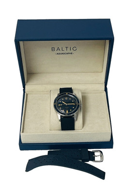 Baltic Aquascaphe Classic Blue Gilt Automatic Dive Watch 39mm Box Extra Strap