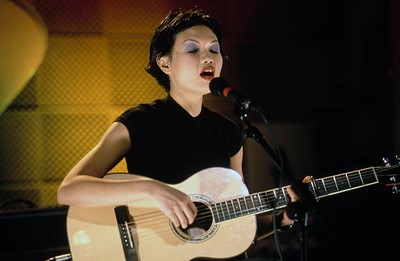 New Zealand Singer Songwriter And Musician Bic Runga Wearing A Bla- Old Photo