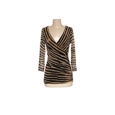 INC International Concepts Brown Striped Chiffon Blouse