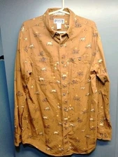 Duluth Trading Co. Large Tall  Free Swingin' Flannel Dog Print Button Down Shirt
