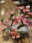 Vintage Jade Glass Cherry Blossom Bonzai Tree Pink Flowers Chinese Decor GUC — photo 5