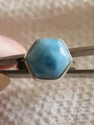 Gorgeous Rare Hexagon Shaped 925 Sterling Silver Sky Blue Larimar Ring Sz 8 Vtg