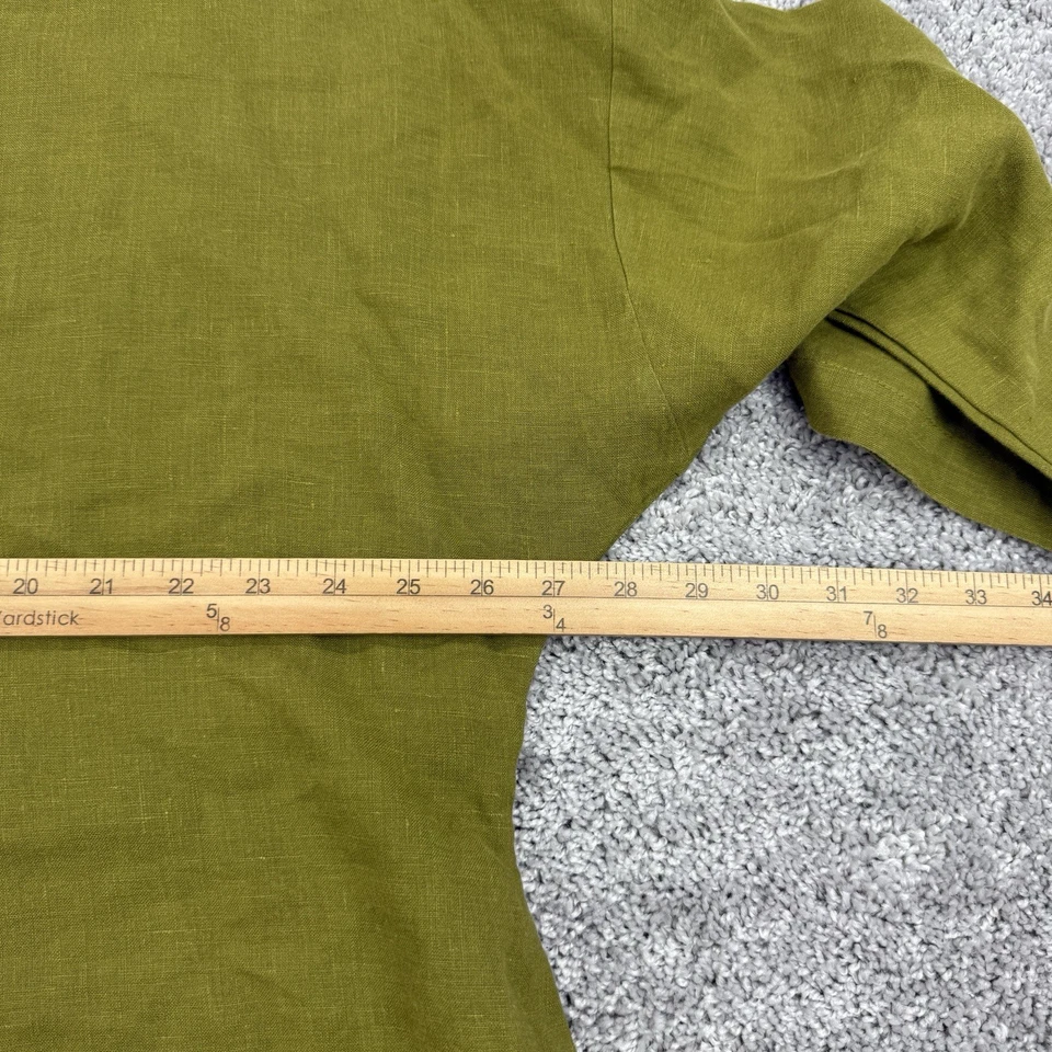 Bryn Walker Linen Top Women's 1X Olive Lagenlook Mature Boxy Tunic Lagom Loose - Image 4 of 4
