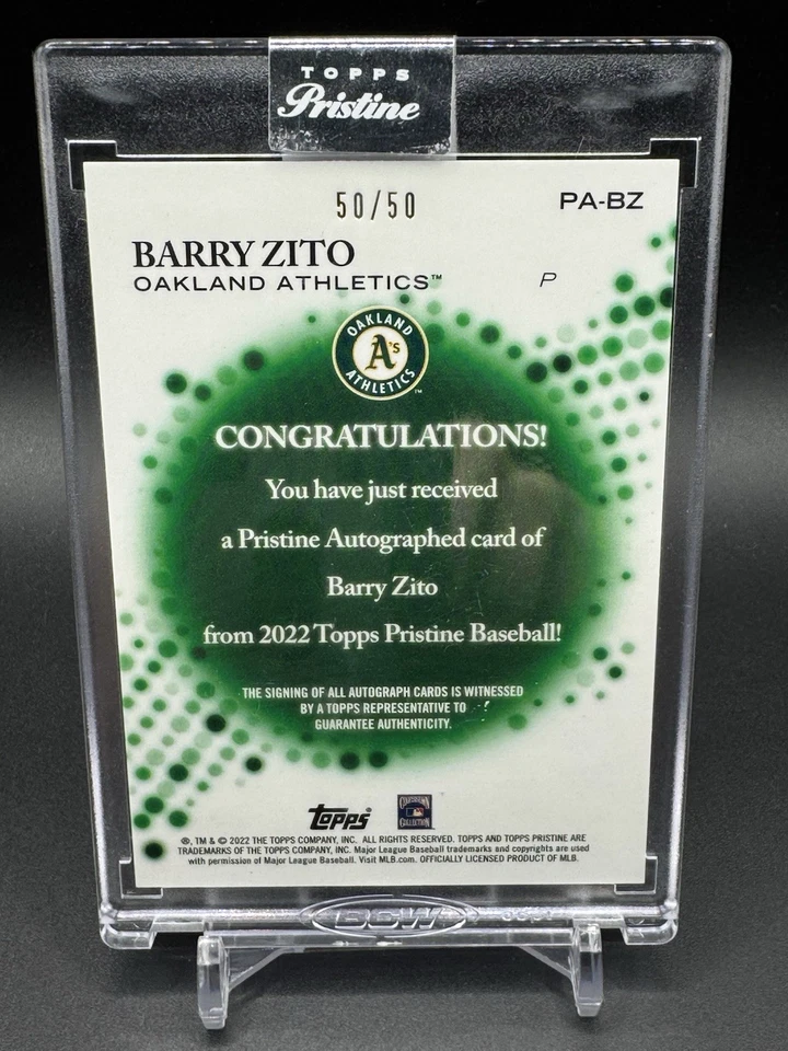 2022 Topps Pristine - Pristine Autographs Barry Zito Gold Pulsar Refractor 50/50 - Image 2 of 2