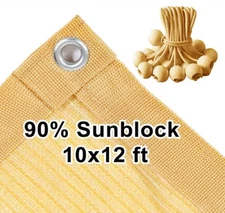 10 ft.x12 ft.90% Shade Fabric Sun Shade Cloth w/Grommets for Pergola Cover Canop