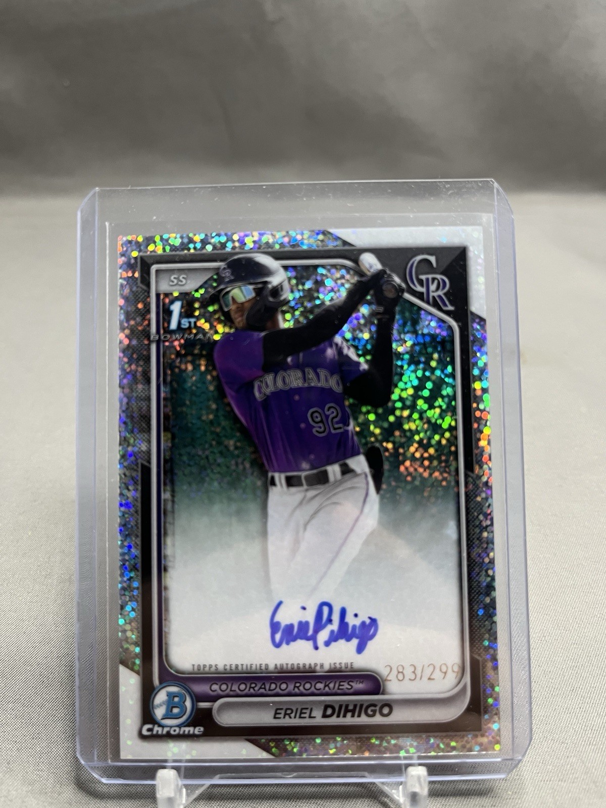 2024 Bowman Chrome Speckle Refractor Auto Eriel Dihigo 1st Bowman (#'d /299)