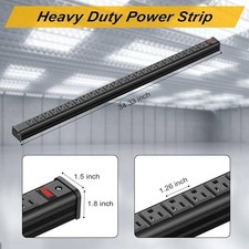 24 Outlet Heavy Duty Metal Power Strip with 15 Foot Extension Cord and Switch