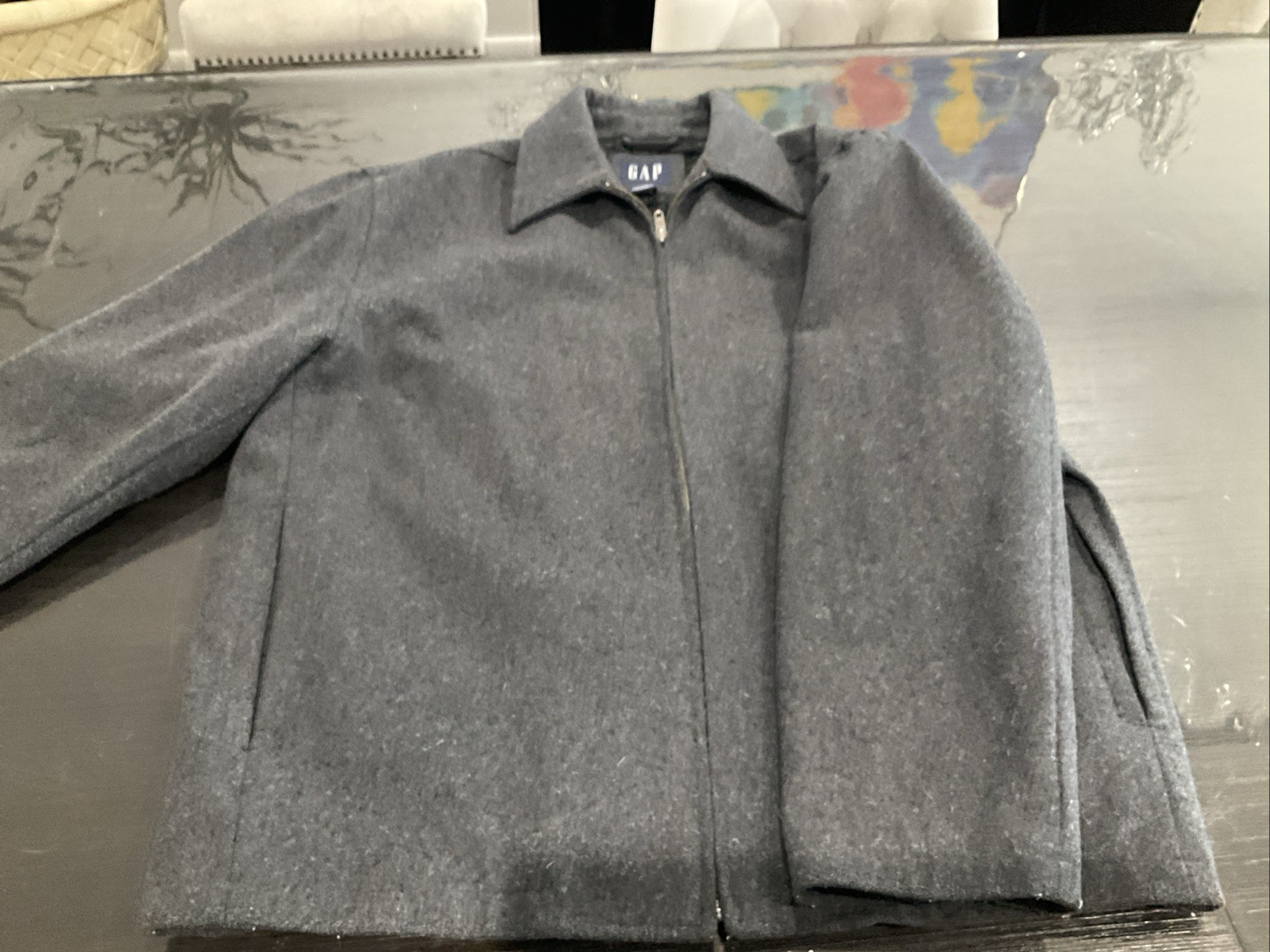 Gap Mens Gray Wool Blend Zip Up Jacket Sz XL - image 1