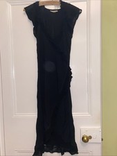 Gorgeous Vintage Chic BABY CEYLON Black Crepe Bias Cut Ruffle Detail DRESS A 6-8
