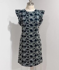 Ann Taylor Black White Floral Lace Flutter Ruffle Sleeve Shift Dress Size 4