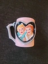 Vintage Vandor 1996 I Love Lucy & Ethel Friends Forever 3D Ceramic Coffee Mug