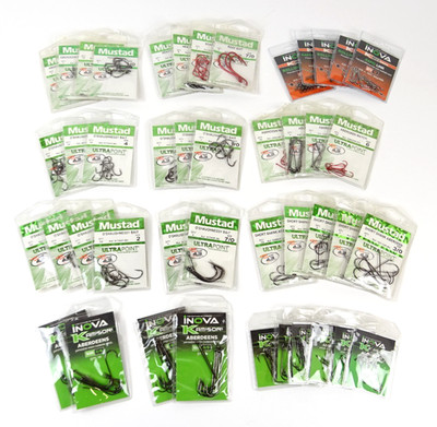 Gemischtes Konvolut 44 Packungen Mustad & Inova Angelhaken/Wirbel etc. - FS-033-W5