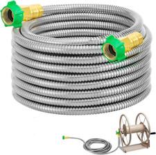 Garden Hose with Female to Female Connector - 25Ft Metal Leakproof Leader Hose f