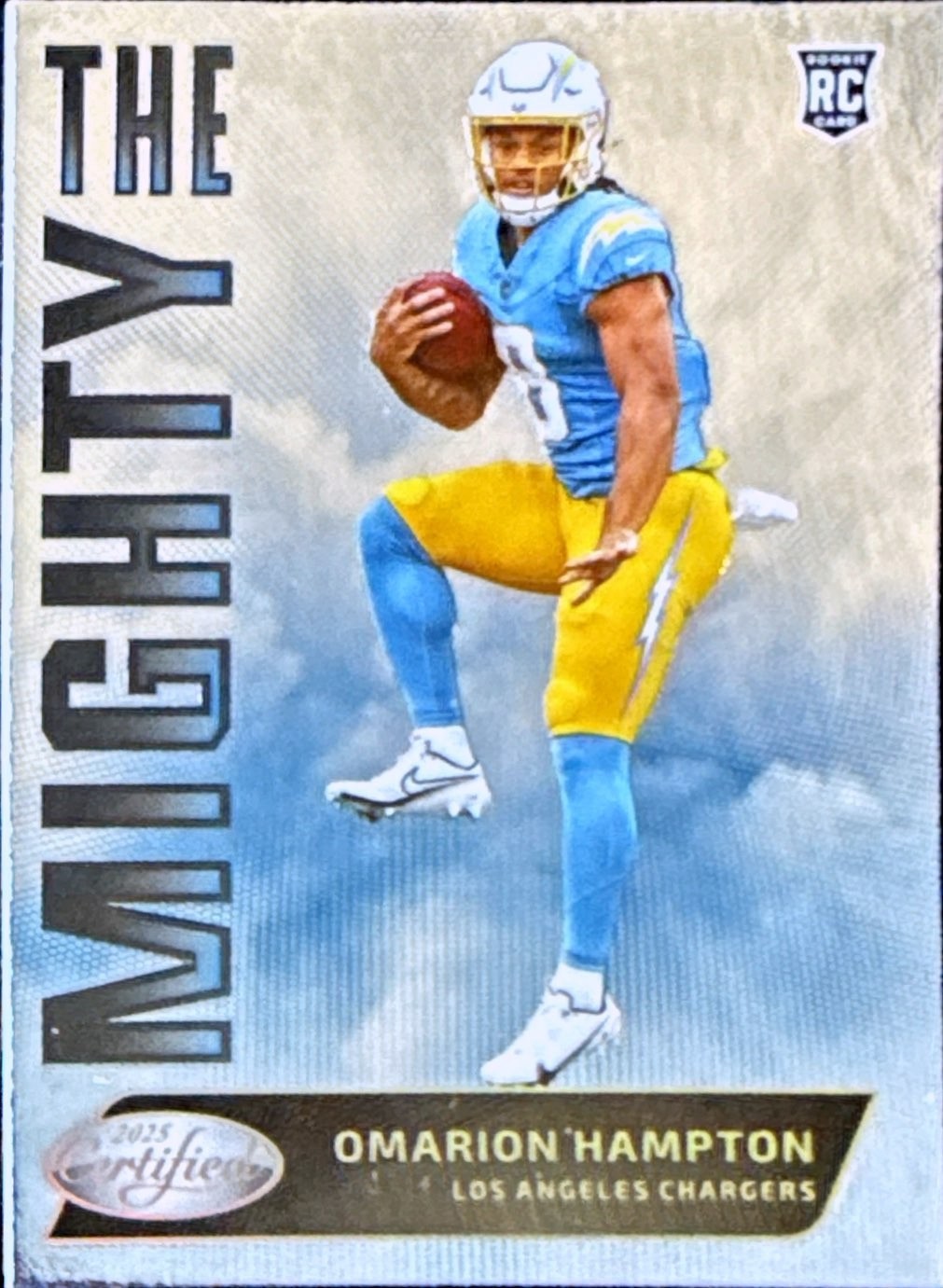 2025 Panini Certified The Mighty Case Hit SSP Omarion Hampton Rookie Chargers