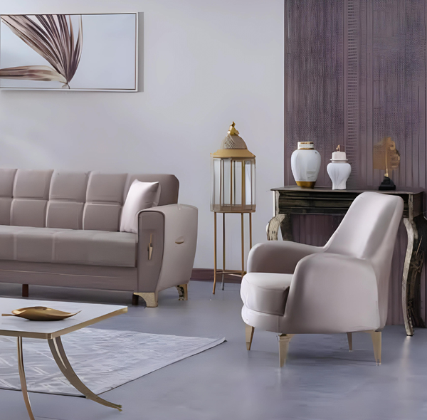 Luxus Sessel Grau Wohnzimmer Textil MöBel Polster Sitz Polstersessel-image
