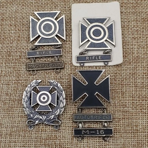 WW2 US Military Army Expert Marksman Sterling Silver Iron Cross Sharpshooter lot