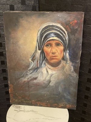 Painting on Canvas of Mother Theresa 18x24 by Iva Moore Original signed 