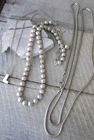 Vintage Silver Tone TRIFARI Textured Ball Bead Snake Chain Necklace LOT Letter L