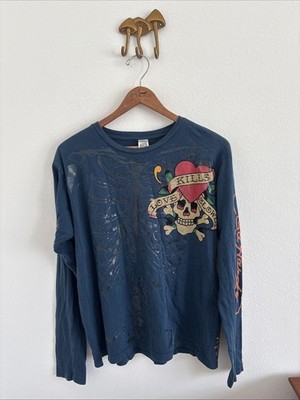 Ed Hardy Long Sleeve T Shirt L Ribcage Love Kills Slowly Y2K Unisex