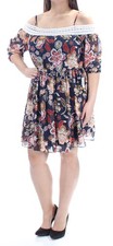 BCX Womens Navy Floral Spaghetti Strap Above The Knee Dress Size: XL