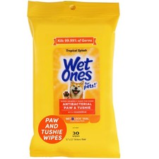 Wet Ones for Pets Paw & Tushie Dog 30 Count (Pack of 1), & Wipes