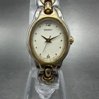 Seiko Watch Women 19mm White Dial Two Tone Oval Vintage 1N01-5B09 New Battery