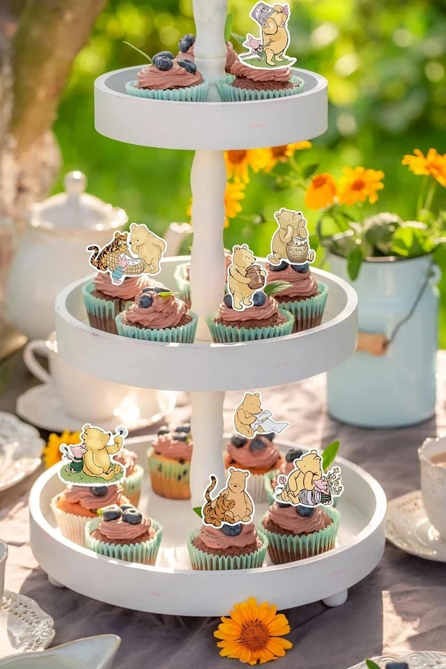 48 Piezas Clásico Winnie Cupcake Toppers Decoración de Pasteles Lindo Pooh Baby Shower Foto 3 de 4