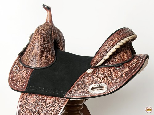 18HS Hilason Western Horse Treeless Trail Barrel American Leather Saddle - Picture 6 of 8
