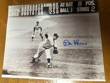 Don Larson New York Yankees Perfect Game Autographed 8x10 Black And White Photo