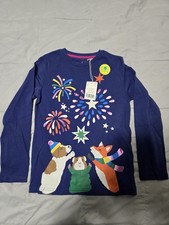 Mini Boden Long Sleeve Shirt Blue Glow In The Dark Fireworks Dog Fox Hamster 7-8