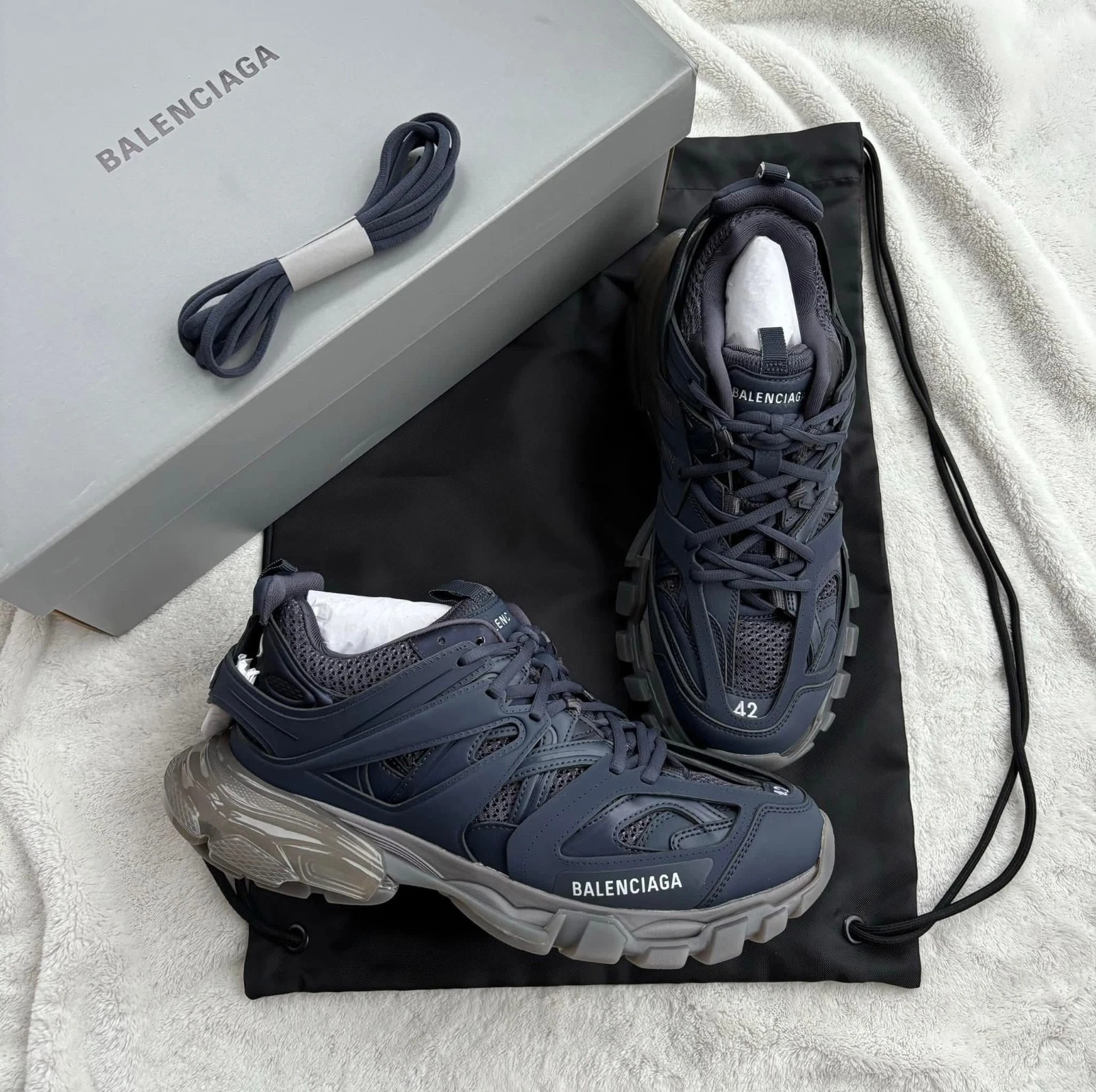 Balenciaga — Balenciaga Navy & Gray Track Sneakers - 42EU  / 9US - $1150 - New - Authentic