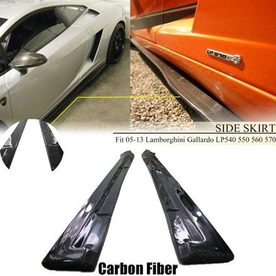 Carbon Fiber Side Skirt Spoiler For 05-13 Lamborghini Gallardo LP540 550 560 570