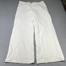Lauren Ralph Lauren Pants Womens 16 White Linen Blend Wide Leg Lined Dress Twill