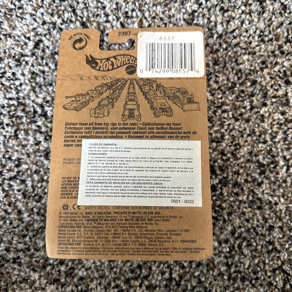 Hot Wheels PEUGEOT 205 RALLYE - 1989 TARJETA AZUL Internacional SOLO #3 Pirelli NUEVO Foto 2 de 2