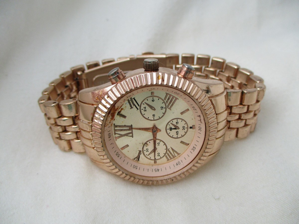 Rose Goldtone Roman Numeral Watch, Metal Link Bracelet Band  display picture 2