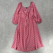 SBetro Maxi Dress Womens 4XL Balloon Sleeve Ditsy Floral Tie Front