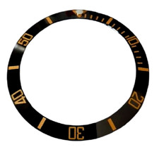 Black + Rose Gold Aluminium Sloped Bezel Insert to fit Rolex Submariner Ø38mm