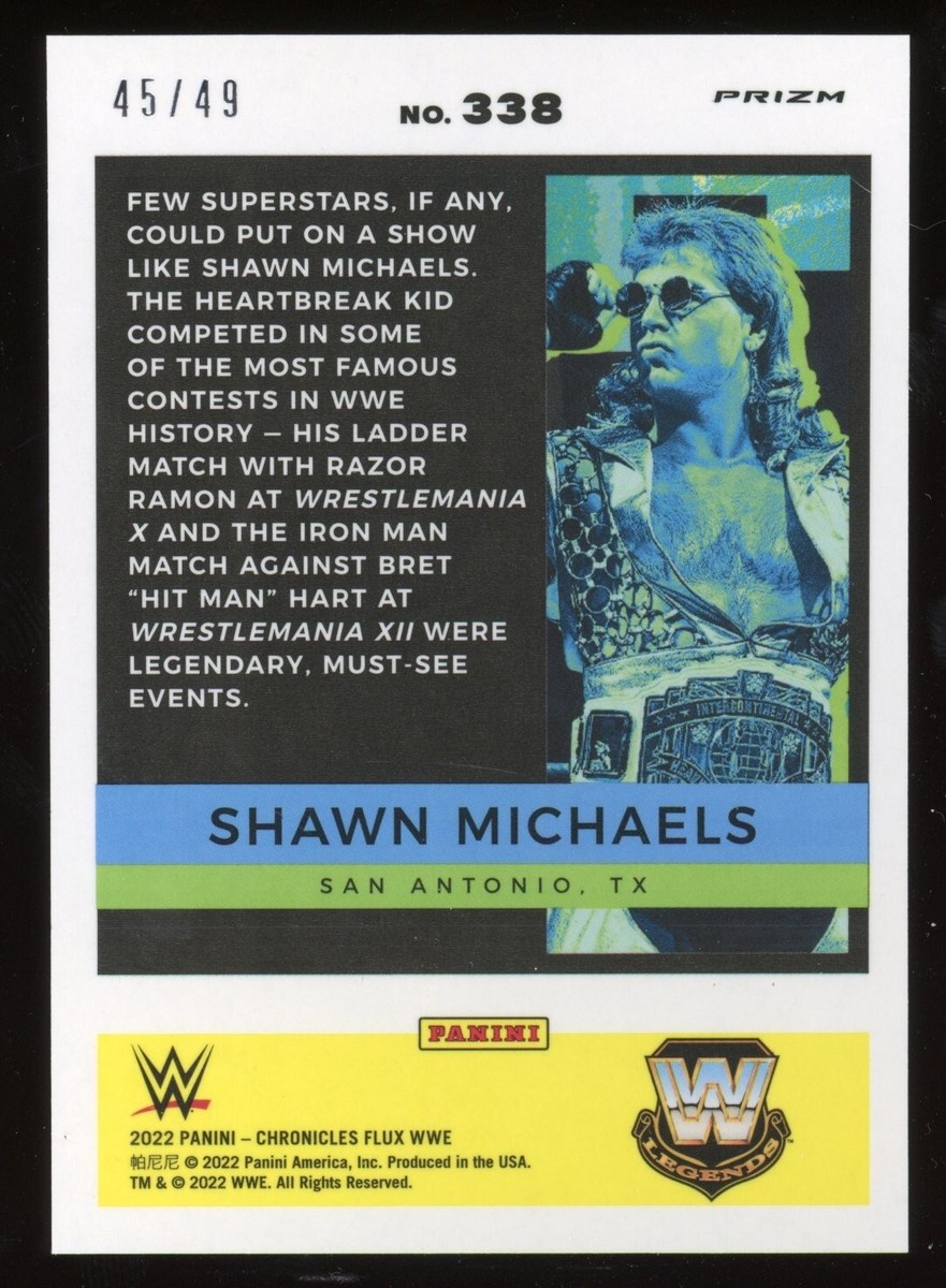 2022 Panini Chronicles WWE Shawn Michaels Flux Purple Prizm #45/49