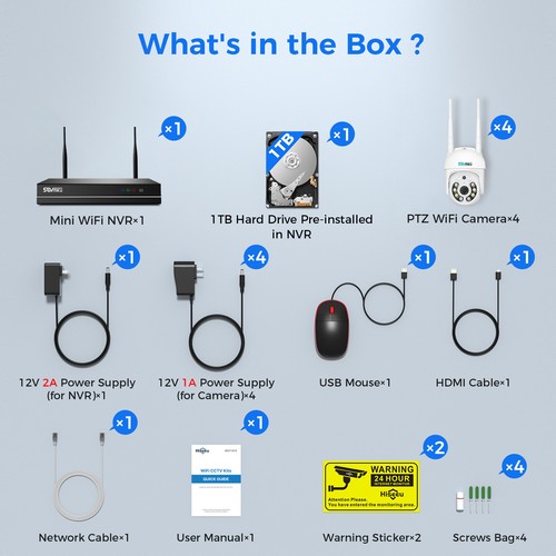 Hiseeu Wireless WIFI Security Camera System 1TB 10CH NVR 5MP PTZ Two way Audio - Picture 4 of 10