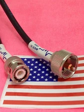 20in UHF PL259 male plug to BNC male plug jumper pigtail cable RG58 MADE IN USA
