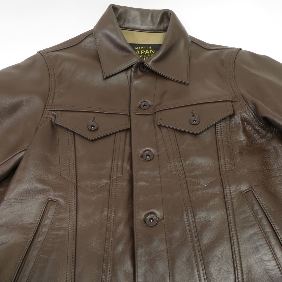 IRON HEART Horsehide Leather Trucker Jacket Size 36 B… Gem