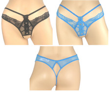 VICTORIA'S SECRET DREAM ANGELS GROMMET LACE CROTCHLESS THONG PANTY XS S M L XL