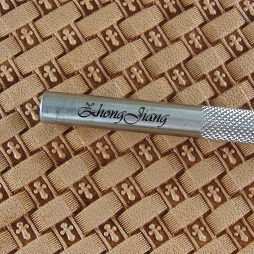 Small Cross Basket Weave Leather Stamp, Stainless Steel Leather Tool - Picture 6 of 8