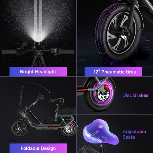 NEW Electric Scooter for Adults Foldable Scooter Peak 500W E-Scooter with Seat - Picture 6 of 13