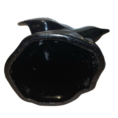Vintage vetro nero uccellino in volo rosso 8 1/2 pollici statuina originale 1980 art deco - Foto 4 di 7