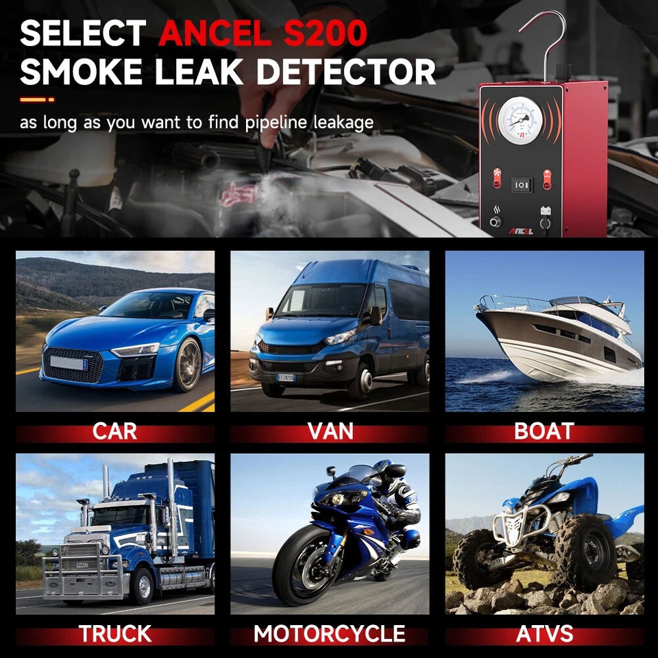 Automotive Evap Smoke Machine Leak Detector Car Fuel Pipe Tester