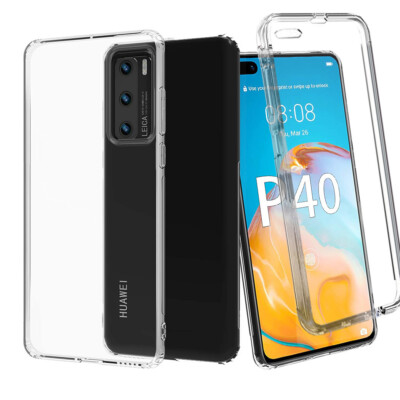 Für Huawei P40 - Stoßfeste durchsichtige Bumper Gel Hülle Cover Vorder- und Rückseite