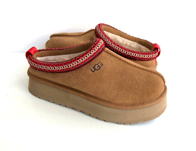 UGG WOMEN TAZZ CHESTNUT SHEARLING SUEDE PLATFORM SHOES US 7 / EU 38 / UK 5