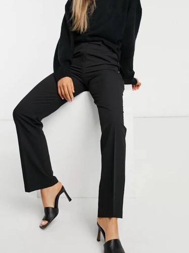 ASOS Design Tailored Straight Leg Trousers In Black Pants Size 4 Pockets Woman’s