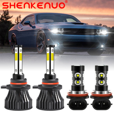 For Dodge Challenger 2015-2020 LED Headlight Bulbs High/Low Beam+Fog Light 4Pcs